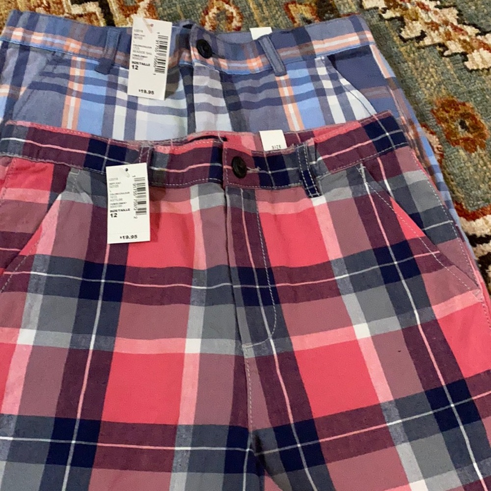 NWT Size 12 Boys Chino Plaid shorts